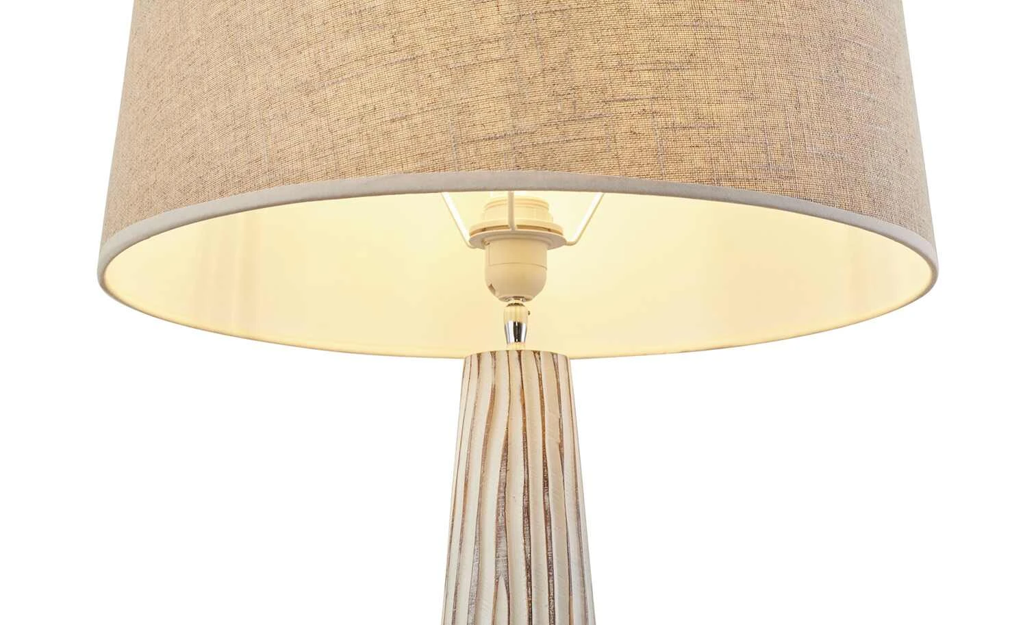 HOME STORY Stehleuchte, 1-flammig, Stoffschirm sandfarben | Weiß 6 HOME STORY Stehleuchte, 1-flammig, Stoffschirm sandfarben | Weiß – Bild 6