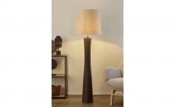 HOME STORY Stehleuchte, 1-flammig, Stoffschirm natur | Braun