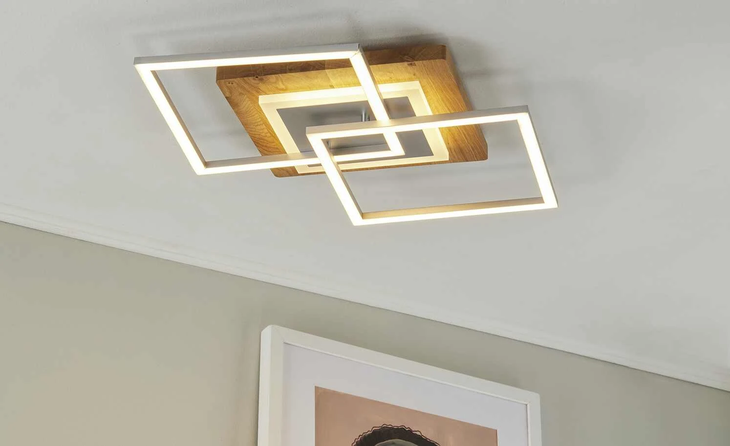 LED-Deckenleuchte, 2-flammig, Asteiche 1 LED-Deckenleuchte, 2-flammig, Asteiche