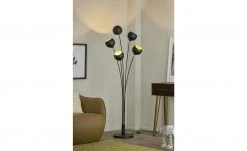 KHG Stehleuchte, 5-flammig, schwarz/goldfarben