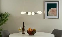 Meisterleuchten LED-Pendelleuchte, 6-flammig, chrom / weiß