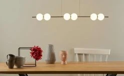 Meisterleuchten LED-Pendelleuchte, 6-flammig, chrom, Glaskugeln