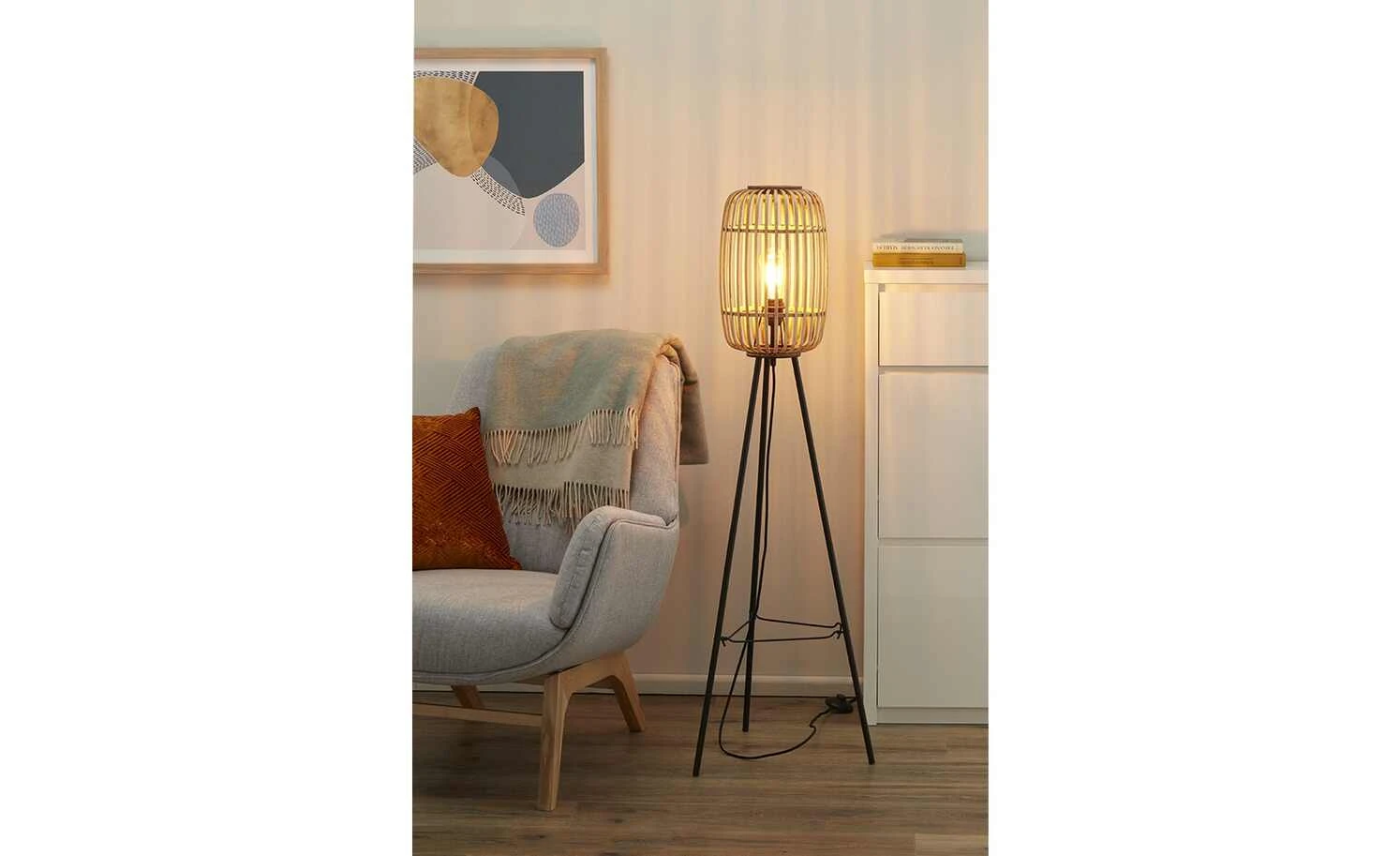 Stehleuchte, 1-flammig, Bambusschirm 2 Stehleuchte, 1-flammig, Bambusschirm – Bild 2