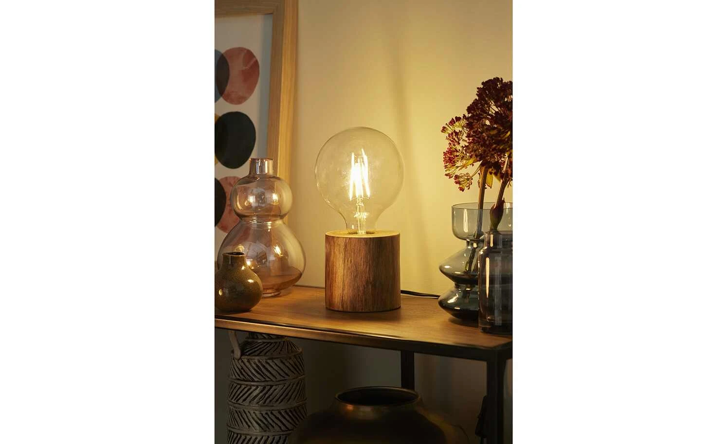 Tischleuchte, 1-flammig, Eukalyptusholz 1 Tischleuchte, 1-flammig, Eukalyptusholz