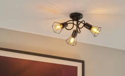 Deckenstrahler, 3-flammig, Draht schwarz