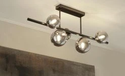 Meisterleuchten Deckenleuchte, 5-flg. schwarzchrom/Rauchglas