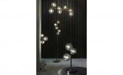 Meisterleuchten Stehleuchte, 5-flammig, schwarzchrom,Rauchglas