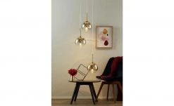 Meisterleuchten LED-Pendelleuchte, messing, Glas goldfarben beschichtet