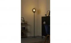 KHG Stehleuchte, 1-flammig, schwarz-chrom mit Rauchglas