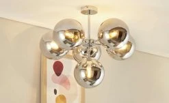 Meisterleuchten Deckenleuchte, 6-flammig, chrom / Rauchglas