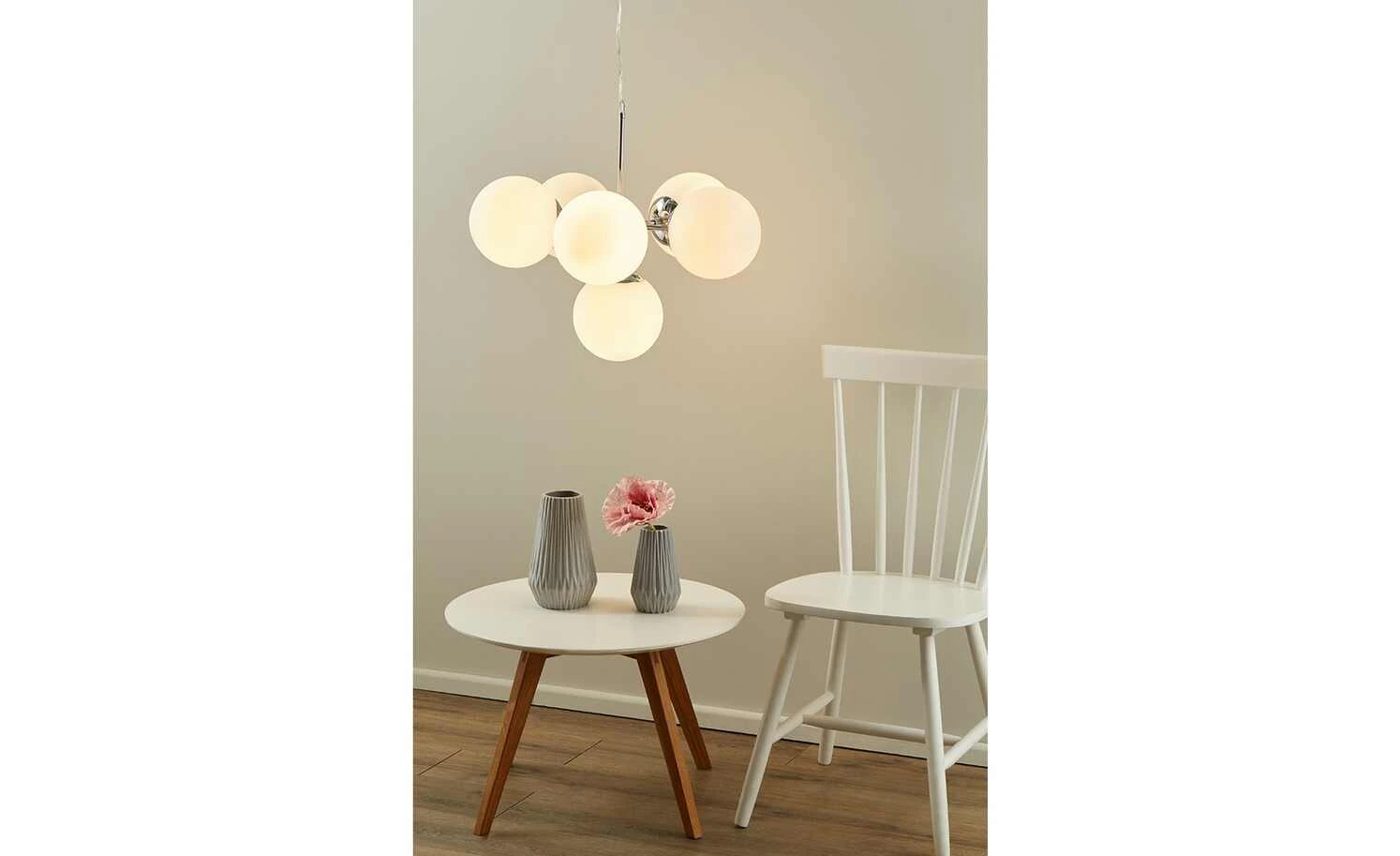 Meisterleuchten Pendelleuchte, 6-flammig, chrom/ Glaskugel 1 Meisterleuchten Pendelleuchte, 6-flammig, chrom/ Glaskugel