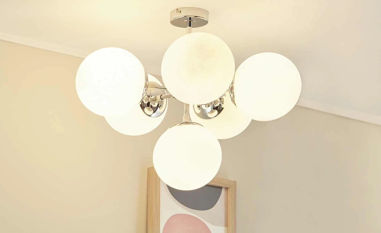 Meisterleuchten Deckenleuchte, 6-flammig, chrom/ Glaskugel 1 Meisterleuchten Deckenleuchte, 6-flammig, chrom/ Glaskugel