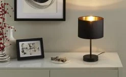 KHG Tischleuchte, 1-flammig, schwarz/goldfarben