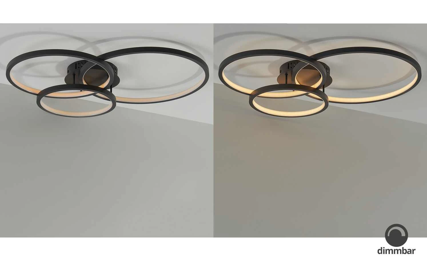 Trio Deckenleuchte, anthrazit, Kreise, WiZ-Connected | Schwarz 2 Trio Deckenleuchte, anthrazit, Kreise, WiZ-Connected | Schwarz – Bild 2