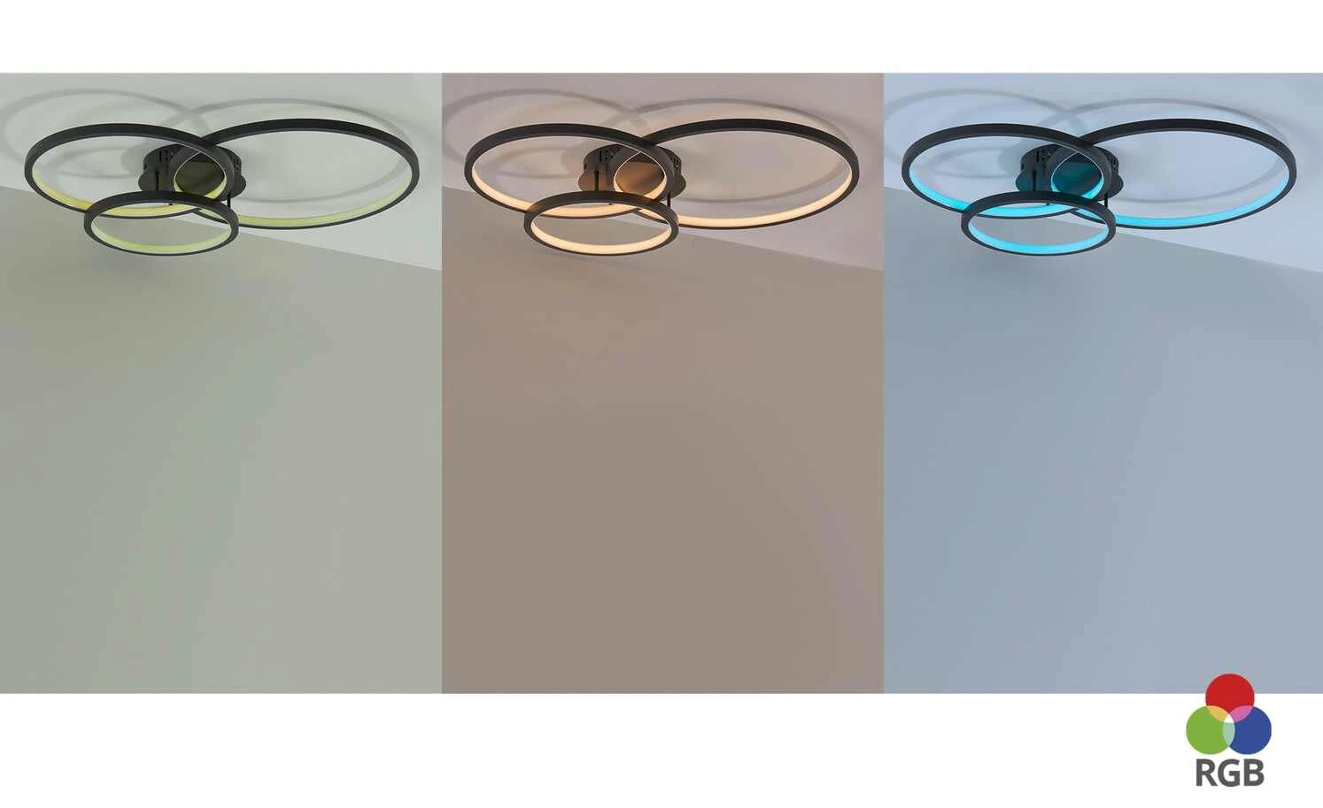 Trio Deckenleuchte, anthrazit, Kreise, WiZ-Connected | Schwarz 1 Trio Deckenleuchte, anthrazit, Kreise, WiZ-Connected | Schwarz