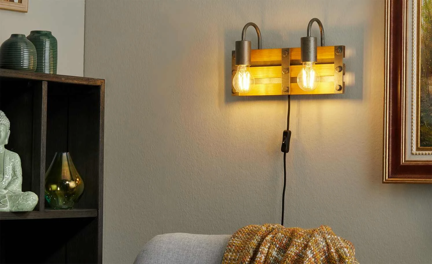 Trio Wandleuchte, 2-flammig, Paletten-Optik 1 Trio Wandleuchte, 2-flammig, Paletten-Optik