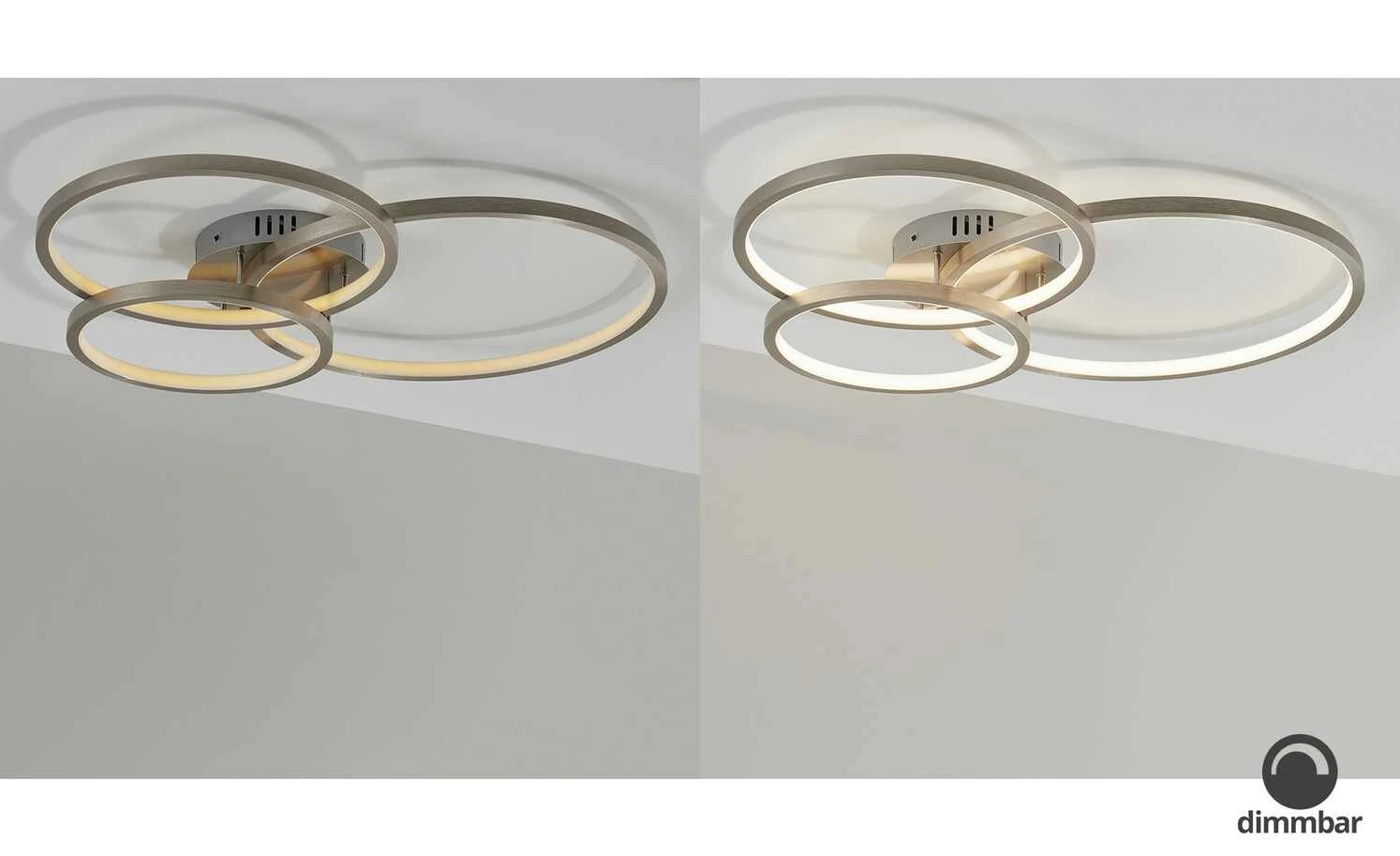 Trio Deckenleuchte, Nickel-matt, Kreise, Wiz-Connected 3 Trio Deckenleuchte, Nickel-matt, Kreise, Wiz-Connected – Bild 3