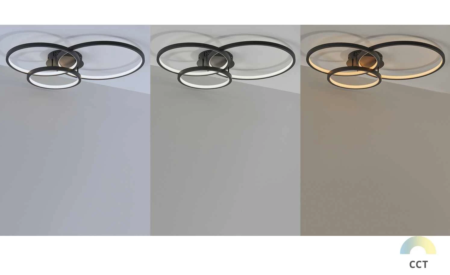 Trio Deckenleuchte, Nickel-matt, Kreise, Wiz-Connected 2 Trio Deckenleuchte, Nickel-matt, Kreise, Wiz-Connected – Bild 2