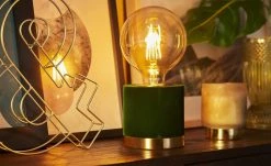 Trio Tischleuchte 1-flammig, Samt grün