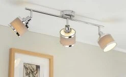 Wofi Strahler 3-flammig, chrom/ Stoffschirm grau