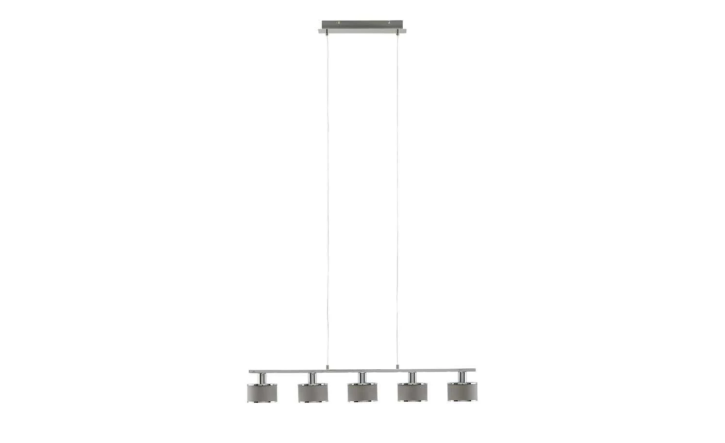 Wofi Pendelleuchte, 5-flammig, Stoffschirm grau/chrom 2 Wofi Pendelleuchte, 5-flammig, Stoffschirm grau/chrom – Bild 2