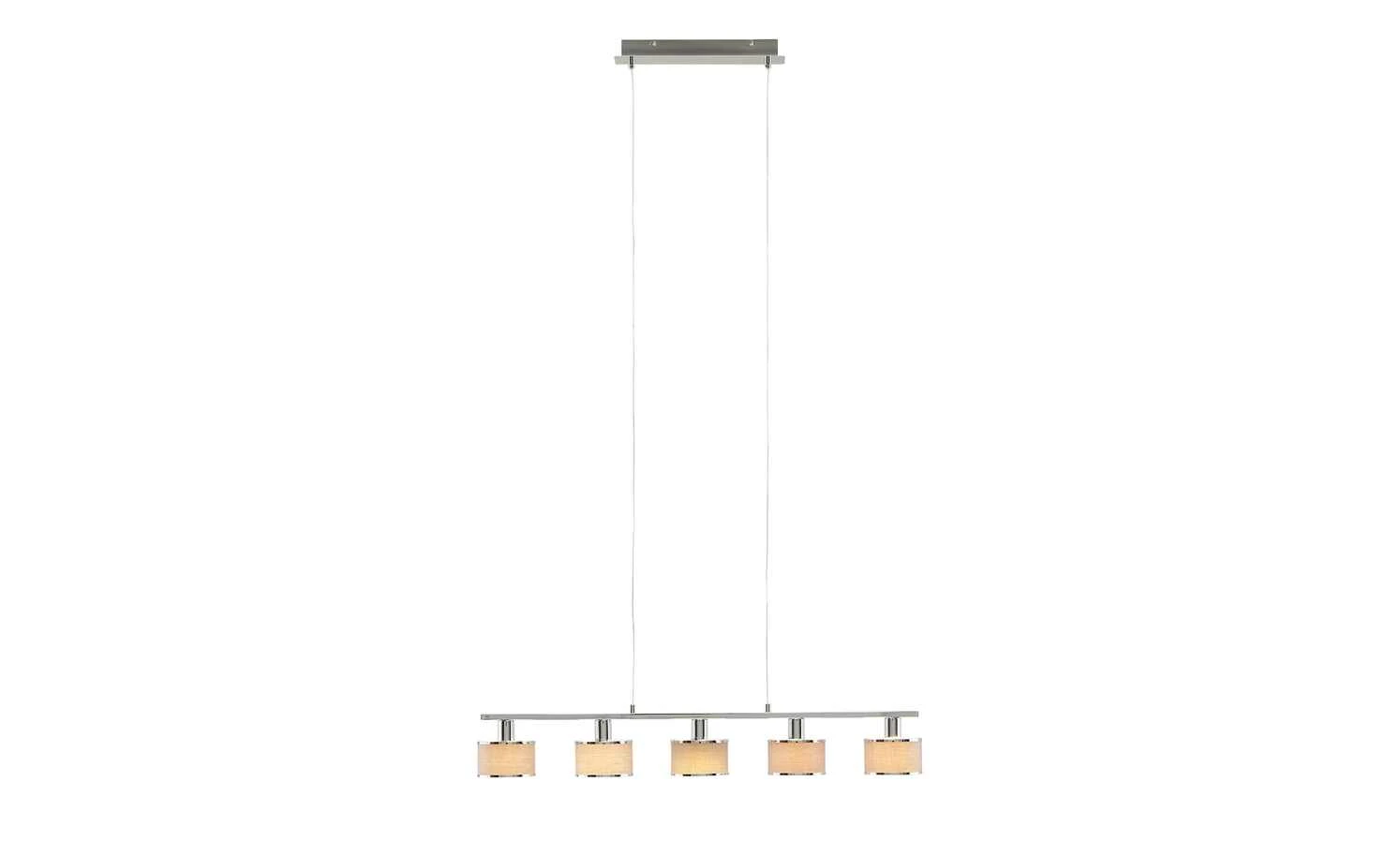 Wofi Pendelleuchte, 5-flammig, Stoffschirm grau/chrom 3 Wofi Pendelleuchte, 5-flammig, Stoffschirm grau/chrom – Bild 3