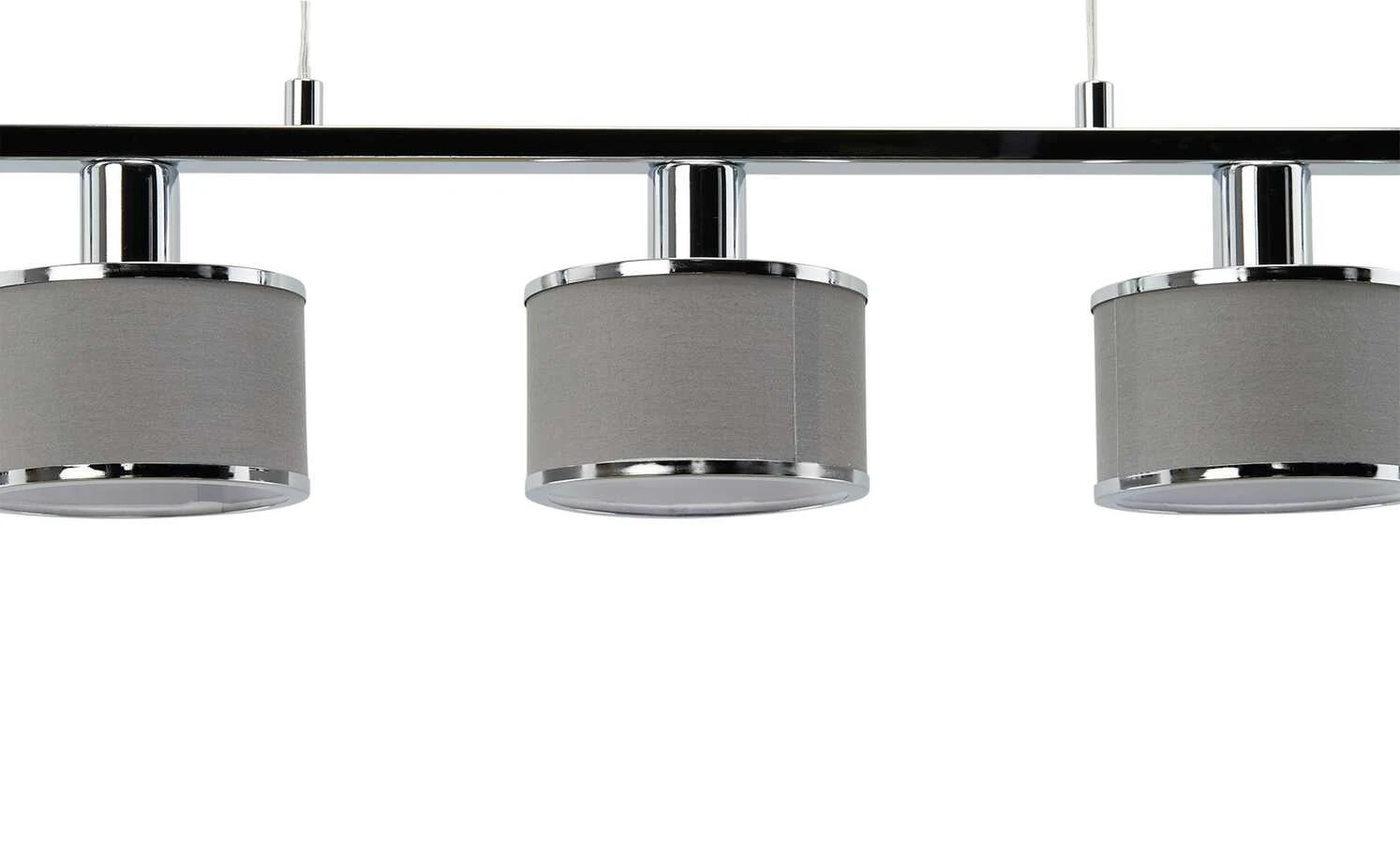 Wofi Pendelleuchte, 5-flammig, Stoffschirm grau/chrom 4 Wofi Pendelleuchte, 5-flammig, Stoffschirm grau/chrom – Bild 4