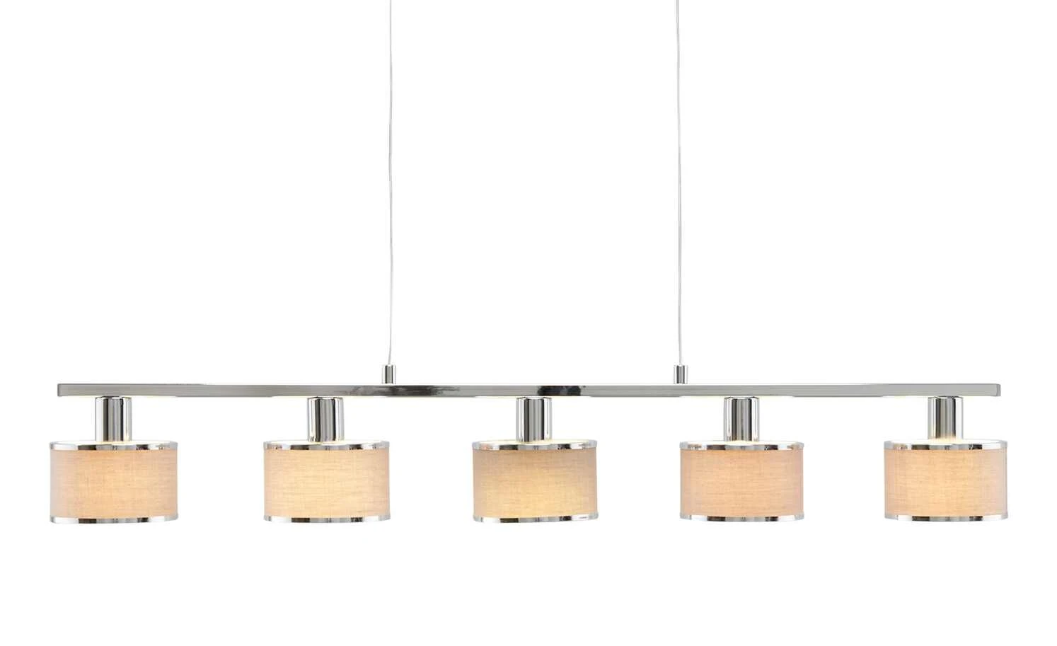 Wofi Pendelleuchte, 5-flammig, Stoffschirm grau/chrom 1 Wofi Pendelleuchte, 5-flammig, Stoffschirm grau/chrom