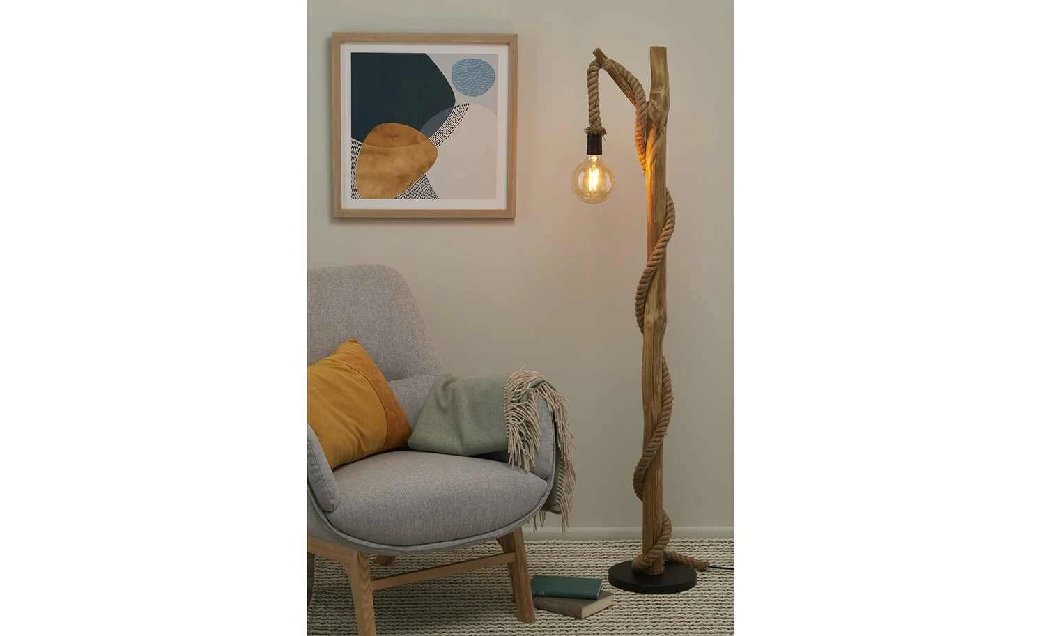 Stehleuchte, 1-flammig, Holz/Seil 2 Stehleuchte, 1-flammig, Holz/Seil – Bild 2