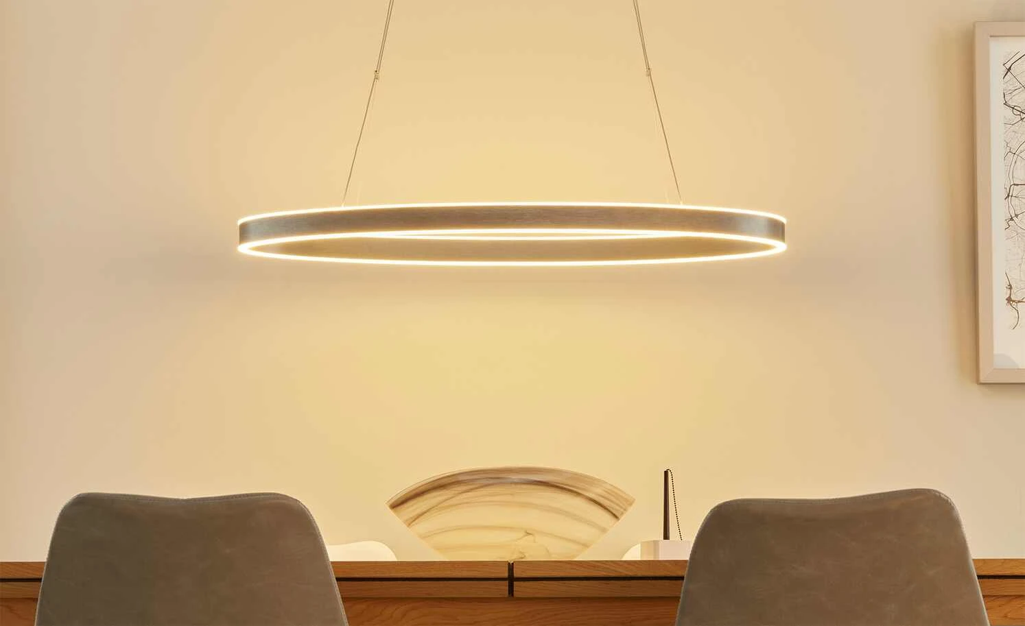 B-Leuchten LED-Pendelleuchte, anthrazit/silberfarben, oval 2 B-Leuchten LED-Pendelleuchte, anthrazit/silberfarben, oval – Bild 2