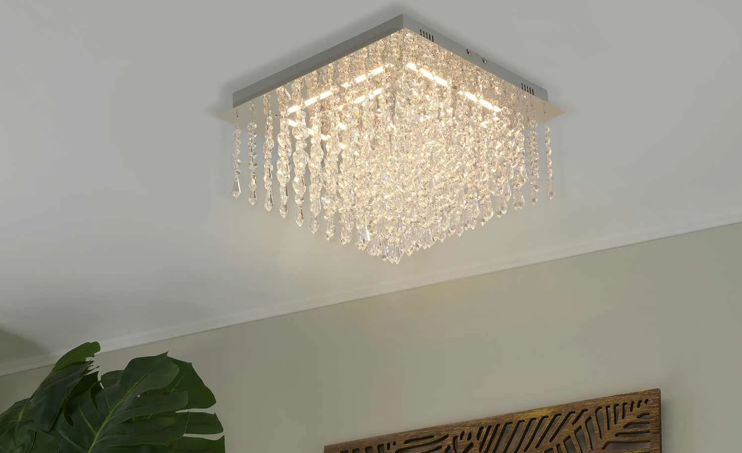 B-Leuchten LED-Deckenleuchte, chrom mit Glasbehang 2 B-Leuchten LED-Deckenleuchte, chrom mit Glasbehang – Bild 2