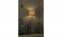 KHG Dreibein-Stehleuchte, 1-flammig, Stoffschirm `Leinen´ | Beige