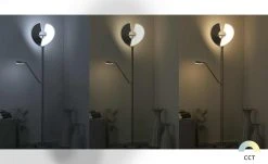 Meisterleuchten LED-Deckenfluter, 3-flammig, Nickel-matt/ chrom | ohne Drahtgeflecht