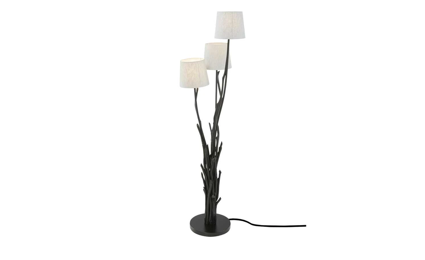 HOME STORY Treibholz-Stehleuchte, 3-flammig, schwarz mit Jute Schirm 3 HOME STORY Treibholz-Stehleuchte, 3-flammig, schwarz mit Jute Schirm – Bild 3