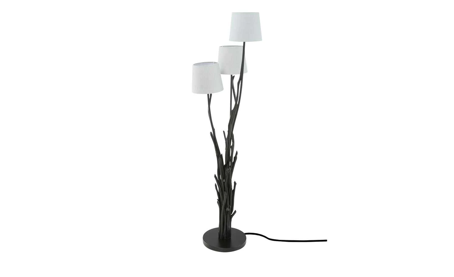 HOME STORY Treibholz-Stehleuchte, 3-flammig, schwarz mit Jute Schirm 2 HOME STORY Treibholz-Stehleuchte, 3-flammig, schwarz mit Jute Schirm – Bild 2