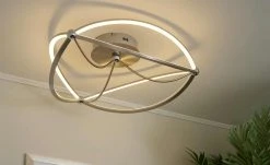 Trio LED-Deckenleuchte, Nickel-matt, geschwungen | silberfarben