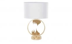 HOME STORY Tischleuchte, 1-flammig, goldfarben/ Schirm weiß -Innenleuchten Verkaufsladen 11686540 7 202203142232