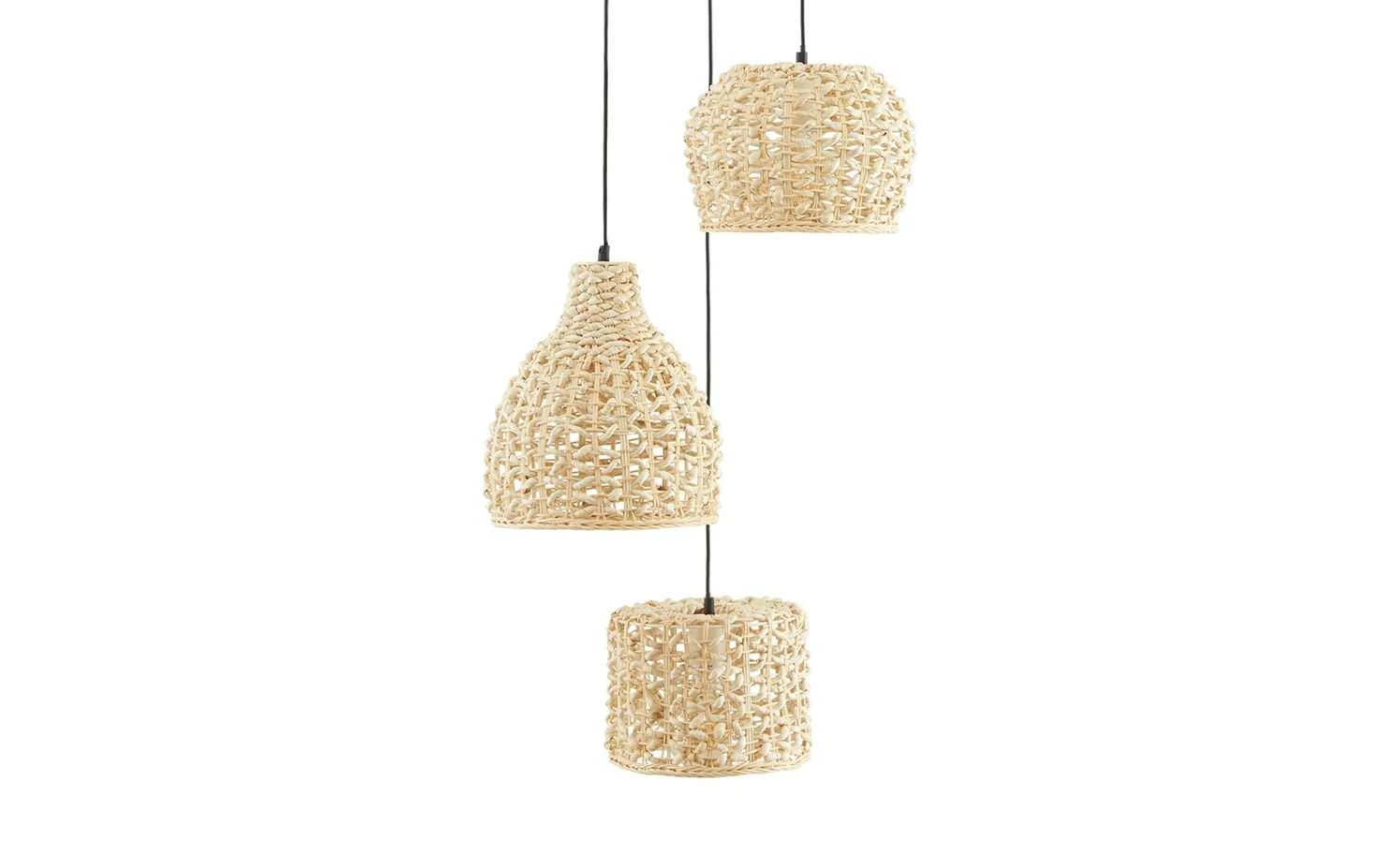HOME STORY Rattan-Pendelleuchte, 3-flammig 2 HOME STORY Rattan-Pendelleuchte, 3-flammig – Bild 2