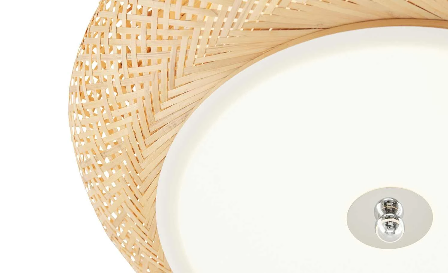 HOME STORY LED-Deckenleuchte, Rattan / weiß 5 HOME STORY LED-Deckenleuchte, Rattan / weiß – Bild 5