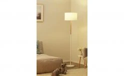 HOME STORY Stehleuchte, 1-flammig, weiß mit Bambus