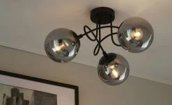 KHG Deckenleuchte, 3-flammig, schwarz/Rauchglas