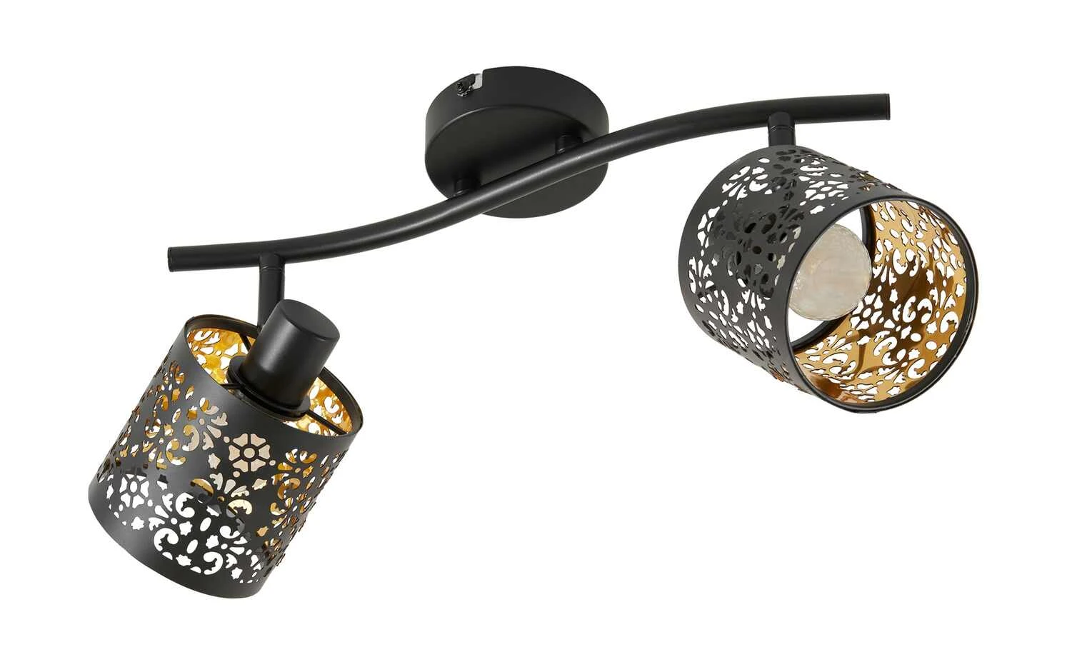 KHG Deckenstrahler, 2-flammig, schwarz/gold mit Stanzung 2 KHG Deckenstrahler, 2-flammig, schwarz/gold mit Stanzung – Bild 2