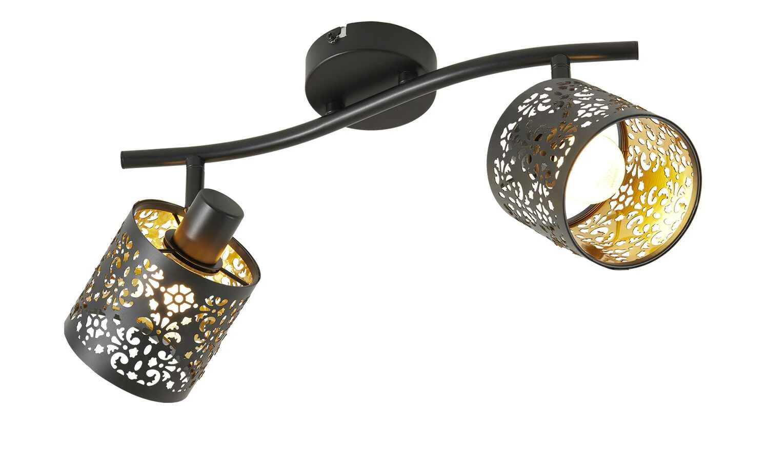 KHG Deckenstrahler, 2-flammig, schwarz/gold mit Stanzung 3 KHG Deckenstrahler, 2-flammig, schwarz/gold mit Stanzung – Bild 3
