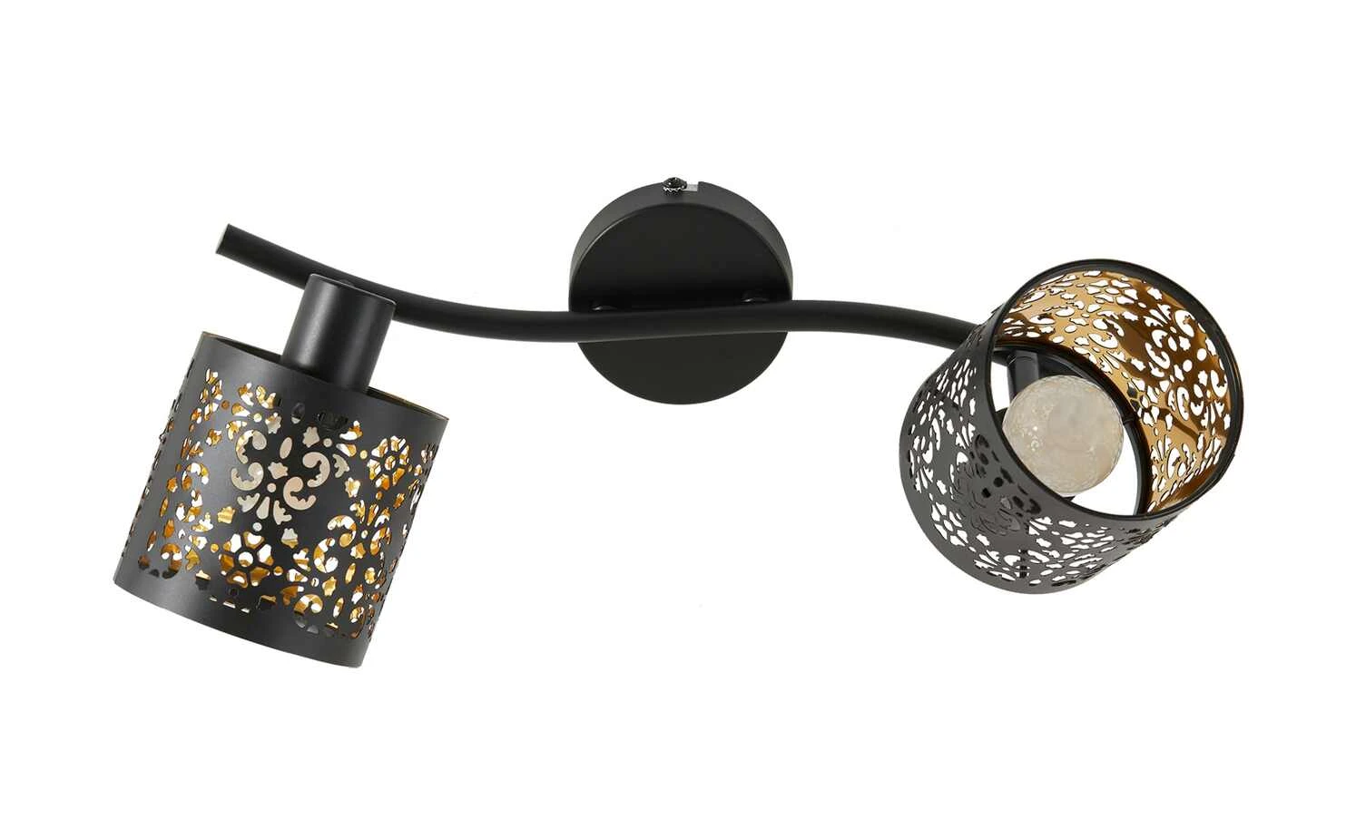 KHG Deckenstrahler, 2-flammig, schwarz/gold mit Stanzung 4 KHG Deckenstrahler, 2-flammig, schwarz/gold mit Stanzung – Bild 4