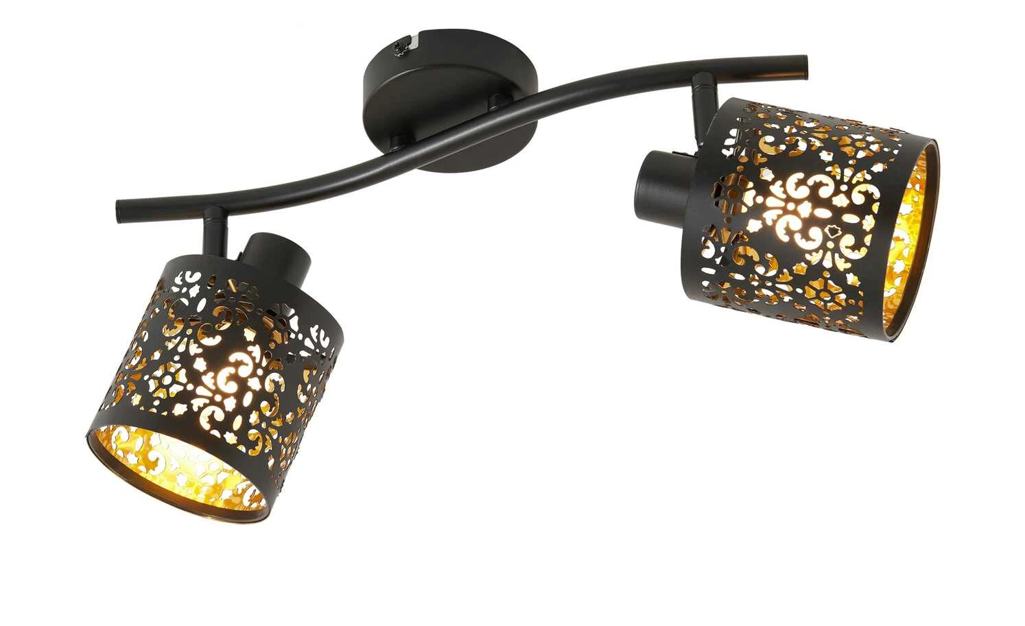 KHG Deckenstrahler, 2-flammig, schwarz/gold mit Stanzung 8 KHG Deckenstrahler, 2-flammig, schwarz/gold mit Stanzung – Bild 8