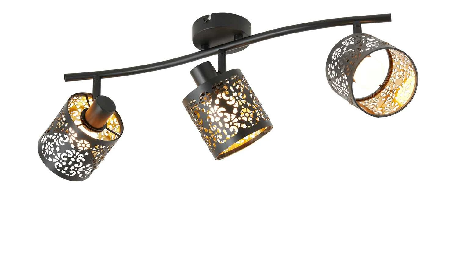 KHG Deckenstrahler, 3-flammig, schwarz/gold mit Stanzung 3 KHG Deckenstrahler, 3-flammig, schwarz/gold mit Stanzung – Bild 3