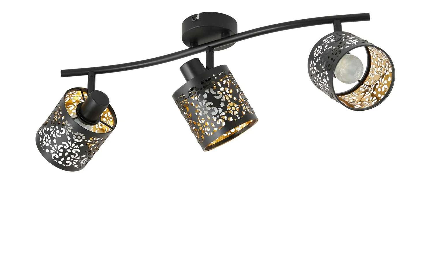 KHG Deckenstrahler, 3-flammig, schwarz/gold mit Stanzung 2 KHG Deckenstrahler, 3-flammig, schwarz/gold mit Stanzung – Bild 2