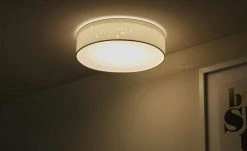 KHG Smart-Home Deckenleuchte, Stoffschirm weiß mit Stanzung