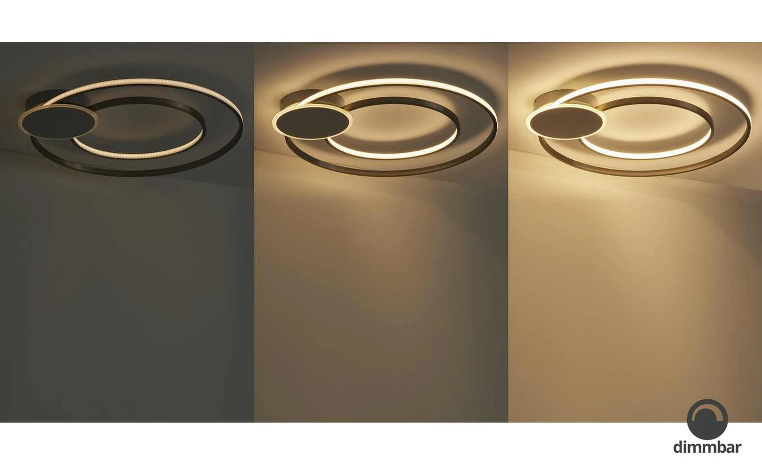 KHG LED-Deckenleuchte, 2-flammig, Nickel-matt ´Kreise´ 1 KHG LED-Deckenleuchte, 2-flammig, Nickel-matt ´Kreise´