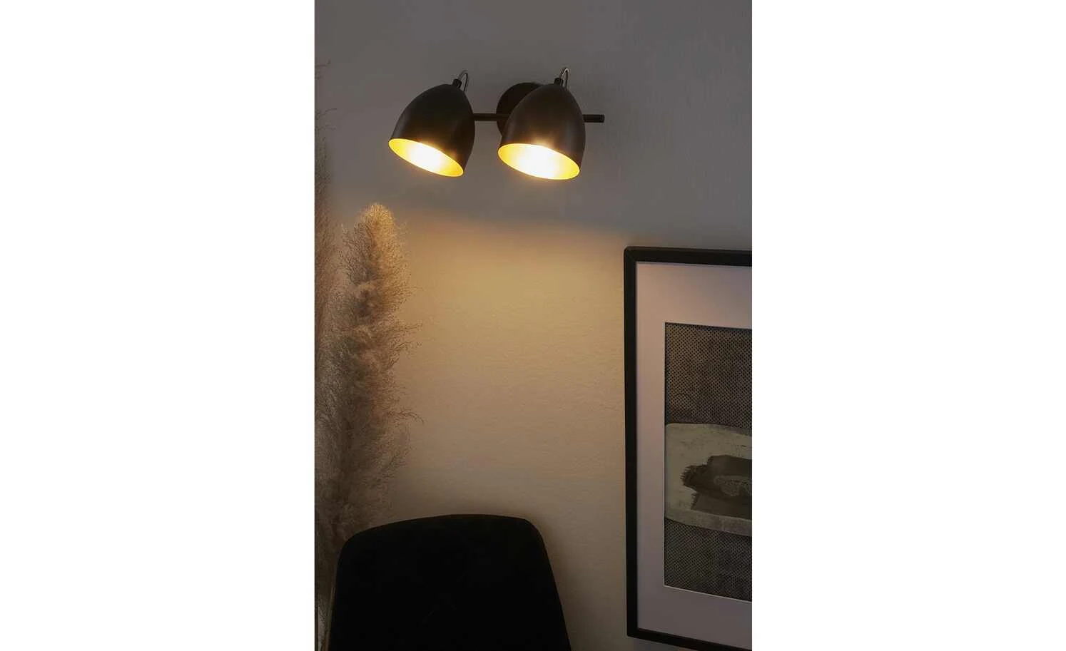 KHG Deckenstrahler, 2-flammig, schwarz innen goldfarben 2 KHG Deckenstrahler, 2-flammig, schwarz innen goldfarben – Bild 2